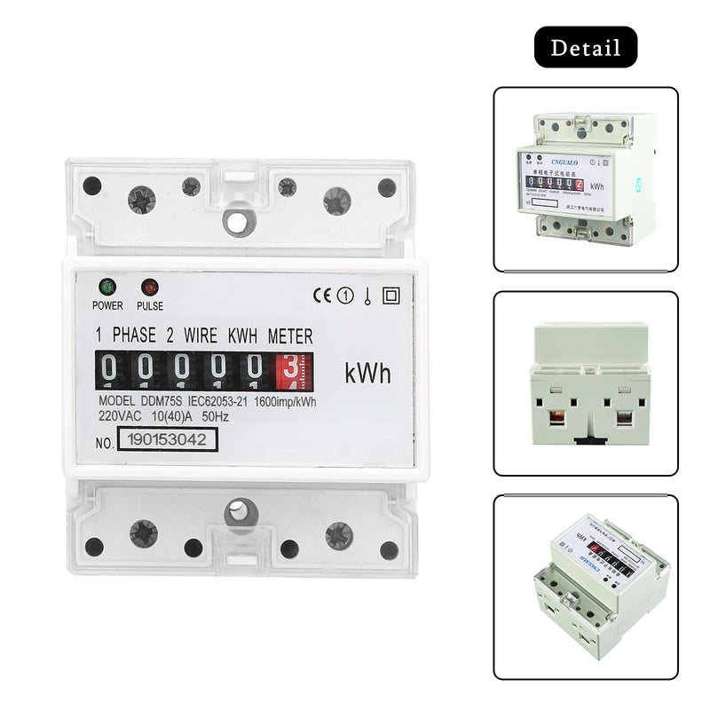 [Australia - AusPower] - Electric Meter, Single Phase 4P LED DIN-Rail Electricity Power Consumption Wattmeter Energy Meter DDM75S 10 to 40A Digital Display 
