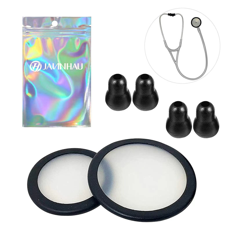 [Australia - AusPower] - Replacement Accessories Kit Fits Classic 3, Cardiology 3 & Cardiology 4 Stethoscope for Littman Stethoscope Replacement Parts & Stethoscope Bell Diaphragm Cover and Eartips Replacement Parts black 