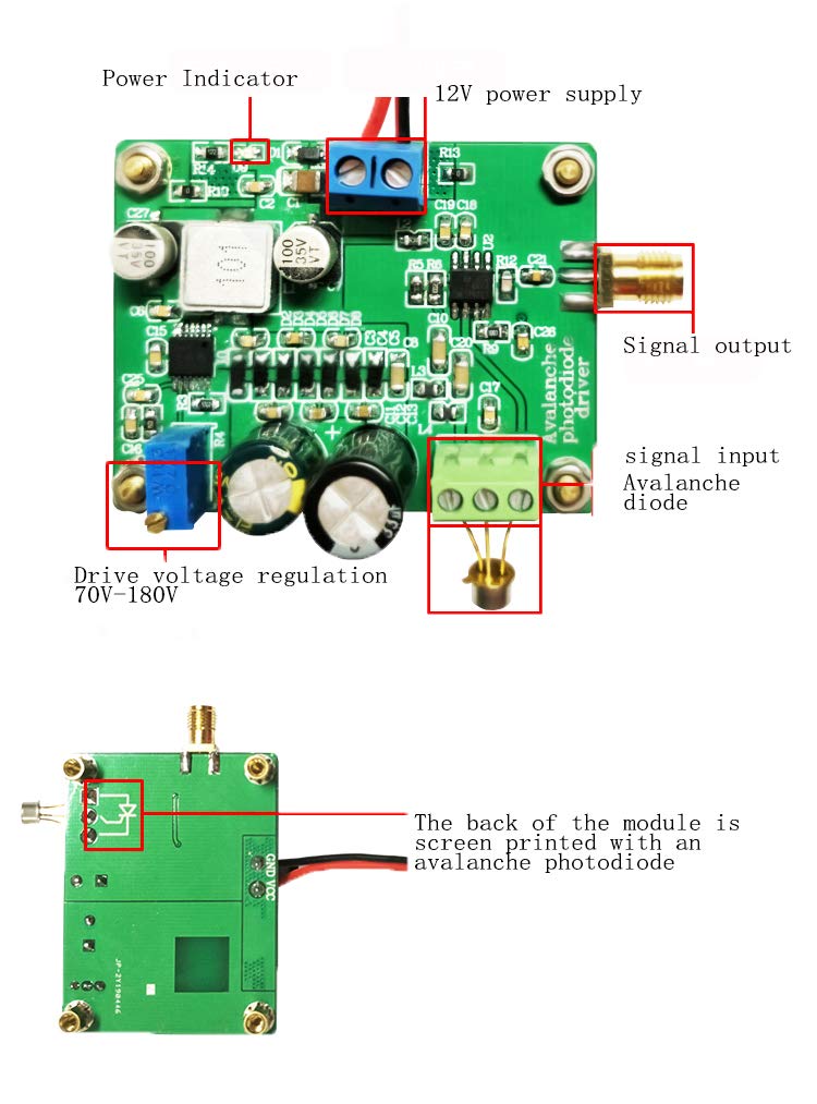 [Australia - AusPower] - Taidacent 12V i to v Converter op amp APD Avalanche photodiode Drive photoelectric Signal i to v Current to Voltage Converter 