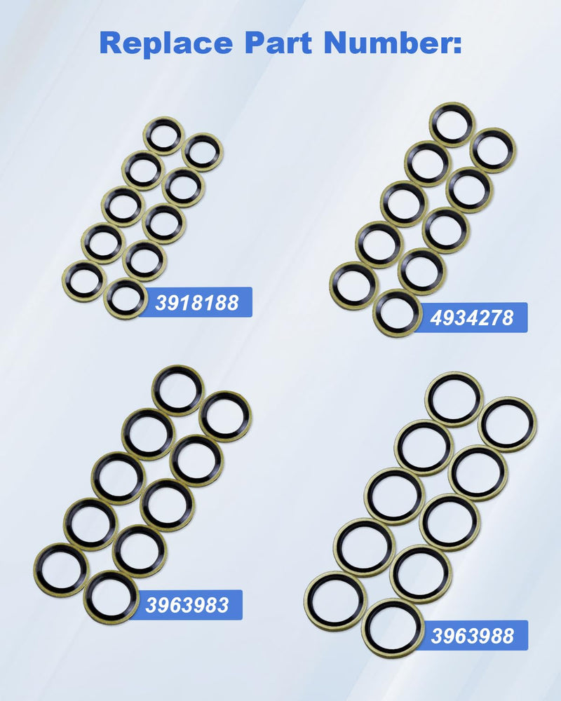 [Australia - AusPower] - Fuel Sealing Washers Seal Washer Fit for Banjo Bolt 8mm 10mm 12mm 14mm, Fit for Dodge Cummins Fuel System, Replace 3963983 3963988 3918188 4934278 40PCS 