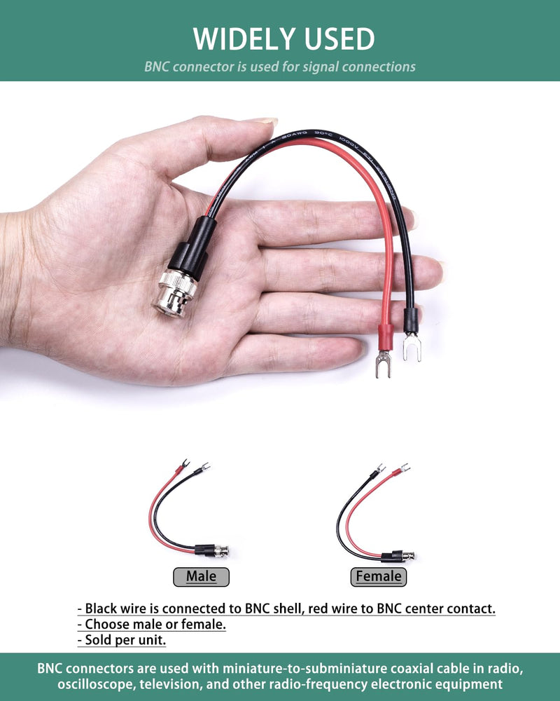 [Australia - AusPower] - BNC Test Leads, BNC Jack to Spade Lugs, Test Lead Breakout Cable for Multimeter, 5A Current Rating, 1 Pack Male Plug 