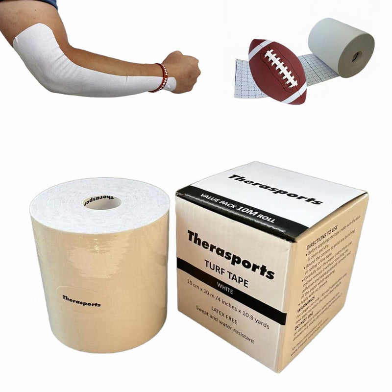 4 Inches X 10.9 Yards Turf Tape Football - Extra Wide White Football Turf Tape - Latex Free Sport Tape - Ultra Sticky Athletic Tape, Protects from Turf Burn, Waterproof & Flexible
