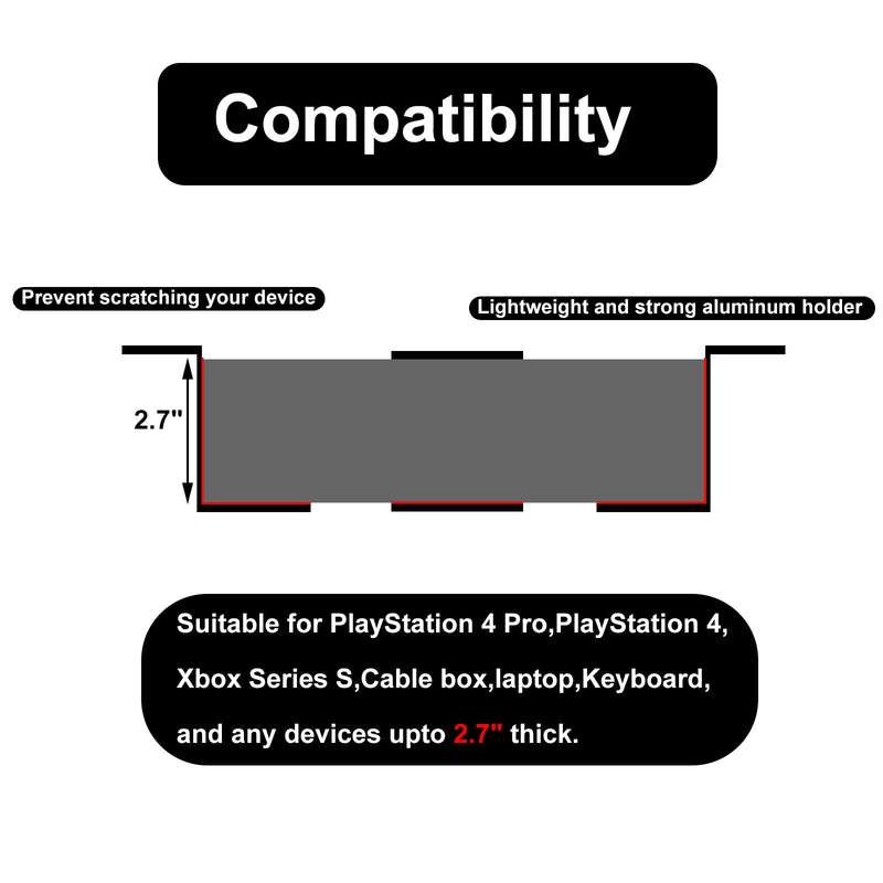 [Australia - AusPower] - PIAOLGYI Under Desk Laptop Holder Mount with Screw,Bracket Devices Upto 2.7" Under Desk Mount for PS4,Xbox Series S,Xbox One S,Cable Box,Laptop & More（3 Pcs） 2.7" 