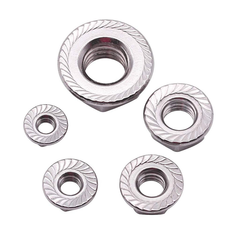 [Australia - AusPower] - M5-0.8mm (50 pack) Serrated Flange Hex Locknuts, 304 Stainless Steel 18-8 lock nut, Finish Hex lock Nut M5-0.8mm 50 