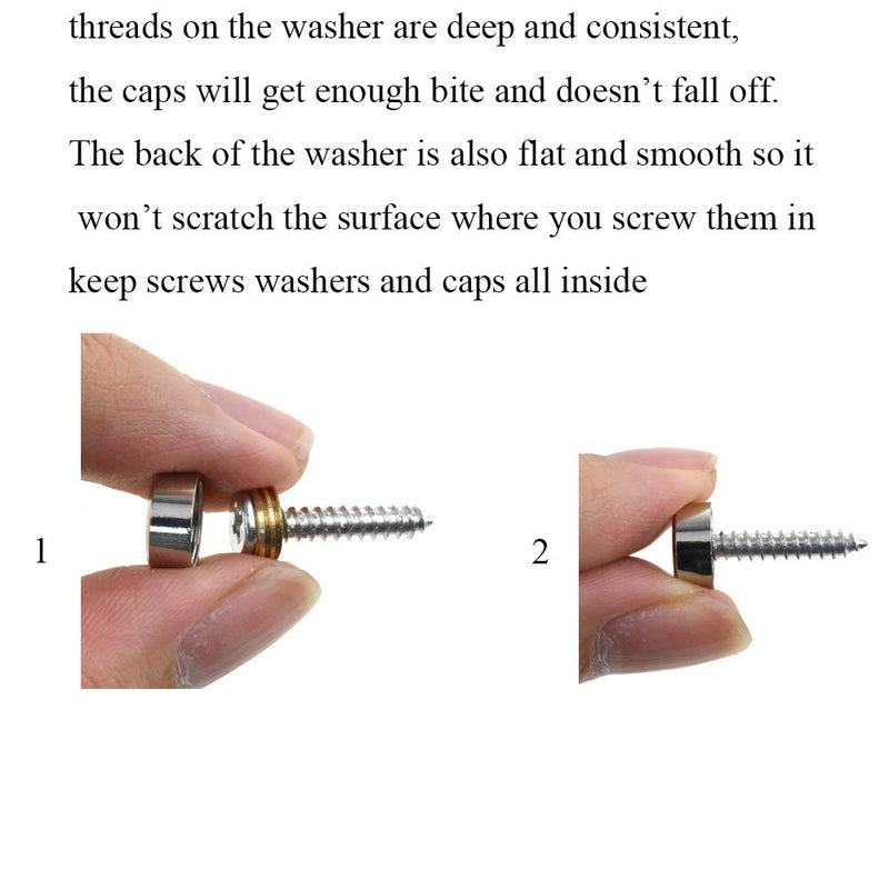 [Australia - AusPower] - Hahiyo 12mm Diameter Mirror Screws Brushed Stainless Steel Solid Easy Install Brass Washer Decorative Caps Fasteners Nails 10 Pairs for Bathroom Mirrors Panels Kitchen Ceiling Arts Crafts 12mm-10sets 