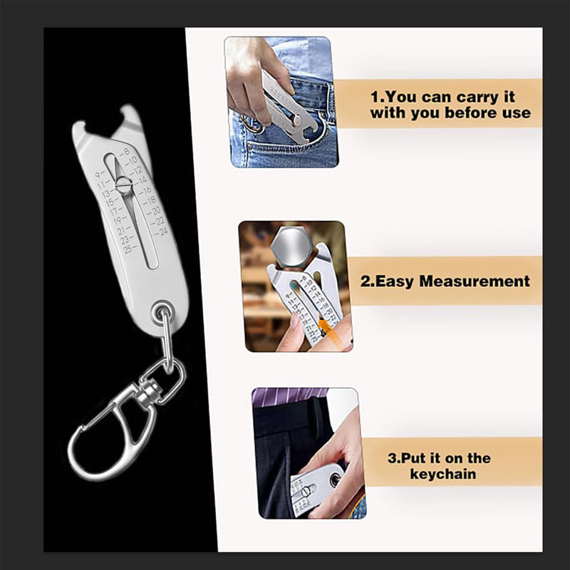 [Australia - AusPower] - 2PCS Portable Precise Thread Checker Keychain,Nut and Bolt Size Finder Keychain Thread Size Verification Tool with Two Vernier Calipers -Silver 