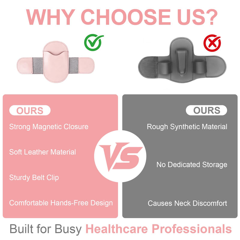 [Australia - AusPower] - Stethoscope Holder Clip, Leather Stethoscope Holster Clips, Lightweight Portable Holster for Physicians, Nurses, EMT, Medical Nursing Students (Pink) Pink 