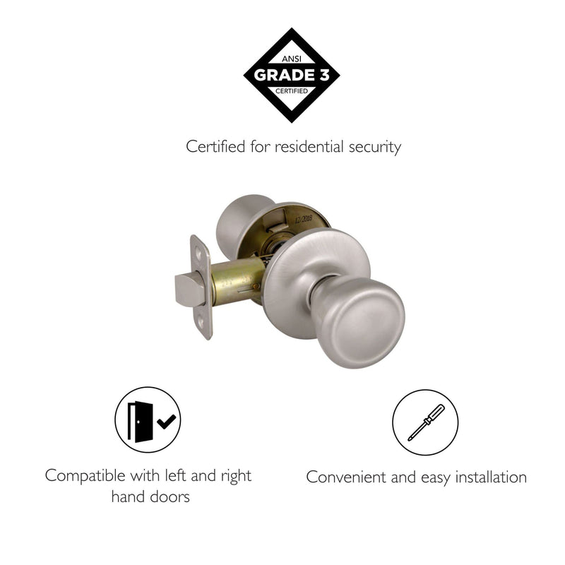 Design House 781914 Tulip Passage Hall and Closet Door Knob Satin Nickel Hall & Closet Lock