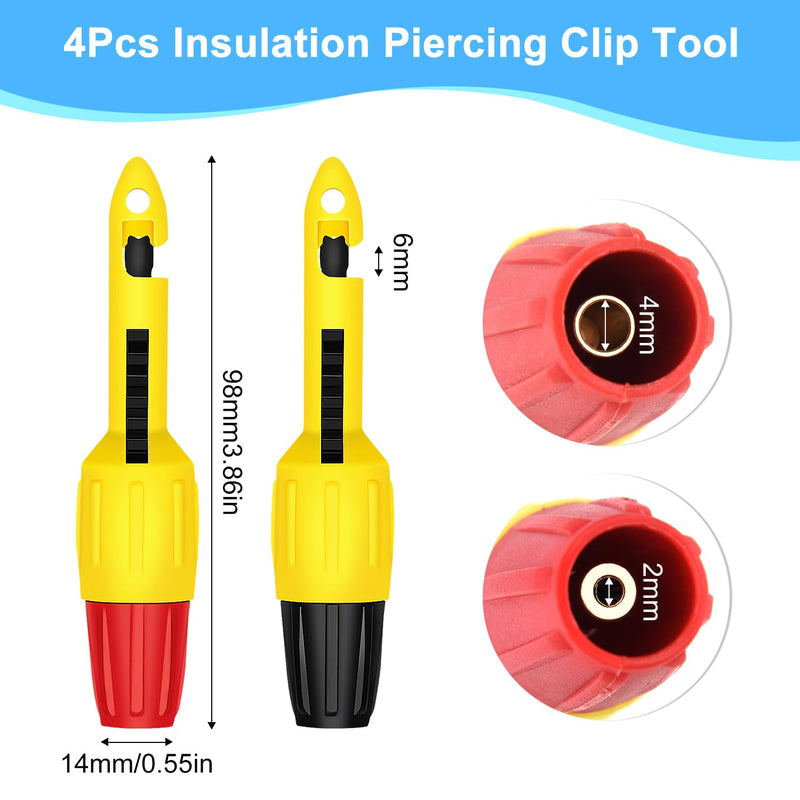 [Australia - AusPower] - 4 Pieces Wire Piercing Probe Insulation Piercing Clip Set Wire Piercing Tool for Multimeter Voltage Thermometer Voltmeter Testing(2mm, 4mm) plastic-4pcs 