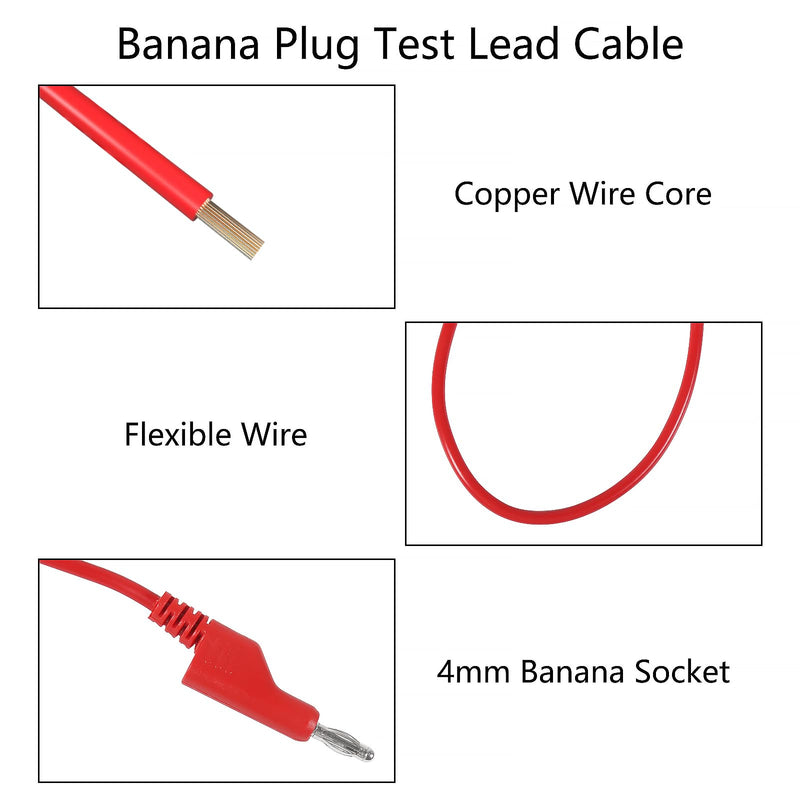 [Australia - AusPower] - 2PCS Stackable 4MM Banana to Banana Plug Test Leads Banana Plug Test Cables 1m/3.28ft for Electrical Testing Multimeter(Red+Black) 2pcs 