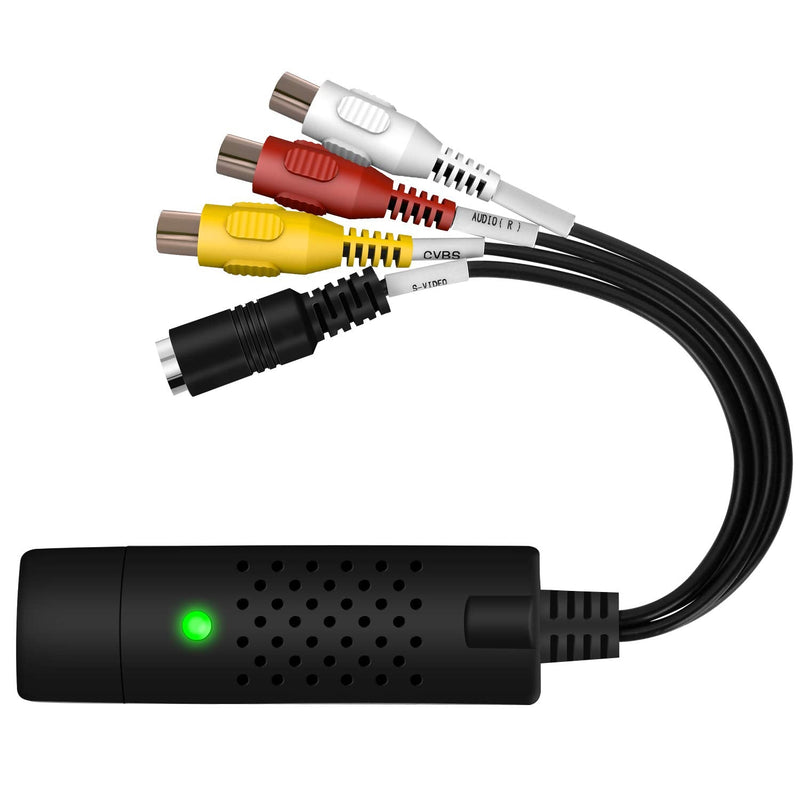 [Australia - AusPower] - VHS to Digital Converter, USB 2.0 Video Capture Card,Old VHS VCR Mini DV Hi8 DVD to Digital Converter for MAC/PC,RCA to USB Video Converter,TV Tape Player Camcorder Windows Mac Compatible Black116 