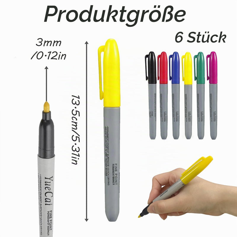 Set of 6 Tattoo Skin Marker Pens Set, Surgical Skin Marker for Tattoo Preliminary Drawings, Temporary Skin Drawing Pens with Fine Tip for Precise Contours and Makeup Designs