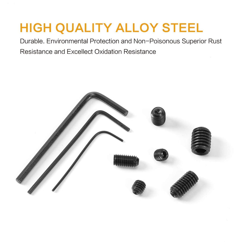 [Australia - AusPower] - 666Pcs Internal Hex Drive Cup-Point Screws Assortment Kit, 22 Sizes M2/3/4/5/6/8 Set Screw Set for Door Handles, Faucet, Light Fixture, 12.9 Class Alloy Steel (Black) 666 pcs 