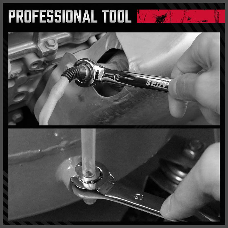 [Australia - AusPower] - SEDY 4-Piece Flare Nut Wrench Set, Offset End Spanner Metric 9 10 11 12 13 14 15 17mm, CR-V Steel Storage Pouch Repair and Remove Nuts on Fuel Tube Hose Transmission Line 