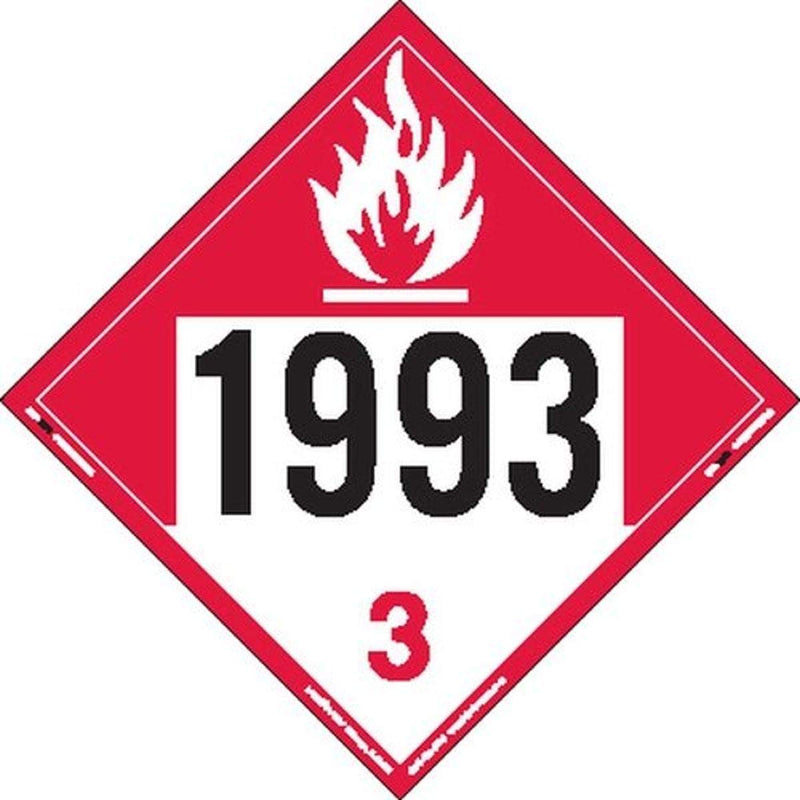 Labelmaster ZT9-1993 UN 1993 Combustible Liquid Hazmat Placard, Tagboard (Pack of 25) Single Pack
