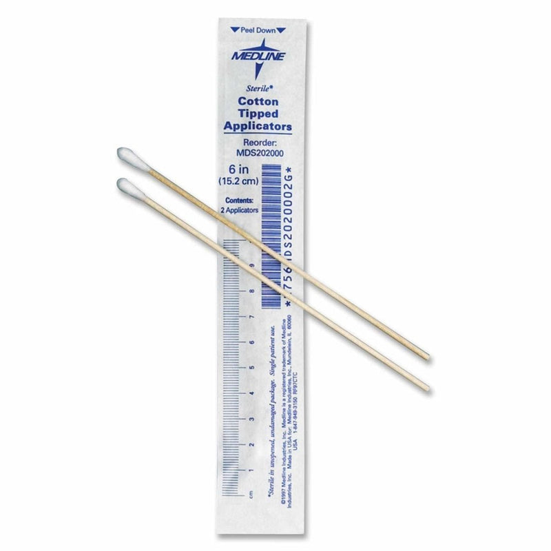 [Australia - AusPower] - Medline MDS202000 Sterile Cotton-Tipped Applicators White Pack of 200 wood 