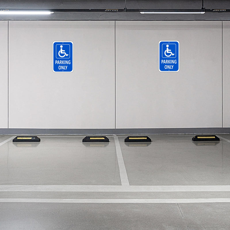 (2 Pack) Heavy-duty Aluminum Handicap Parking Only Sign, 18" x 12" Metal Handicap Signs for Parking Lot, Reflective, Durable, Outdoor, Weather Resistant, Waterproof, Rust Free 2