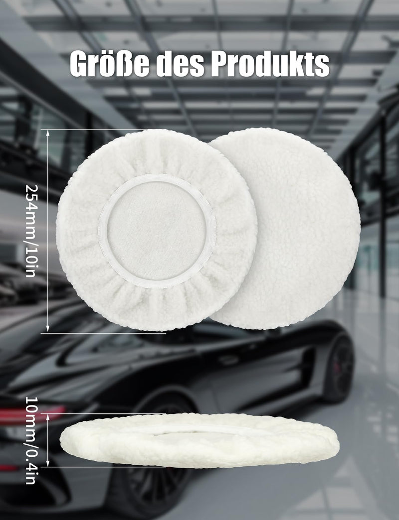 Set of 3 Lambswool Polishing Covers for Einhell Cordless Car Polisher CE-CB 18/254 Li, CC-PO 90, for 220 mm - 250 mm Polishing Machines Set of 3
