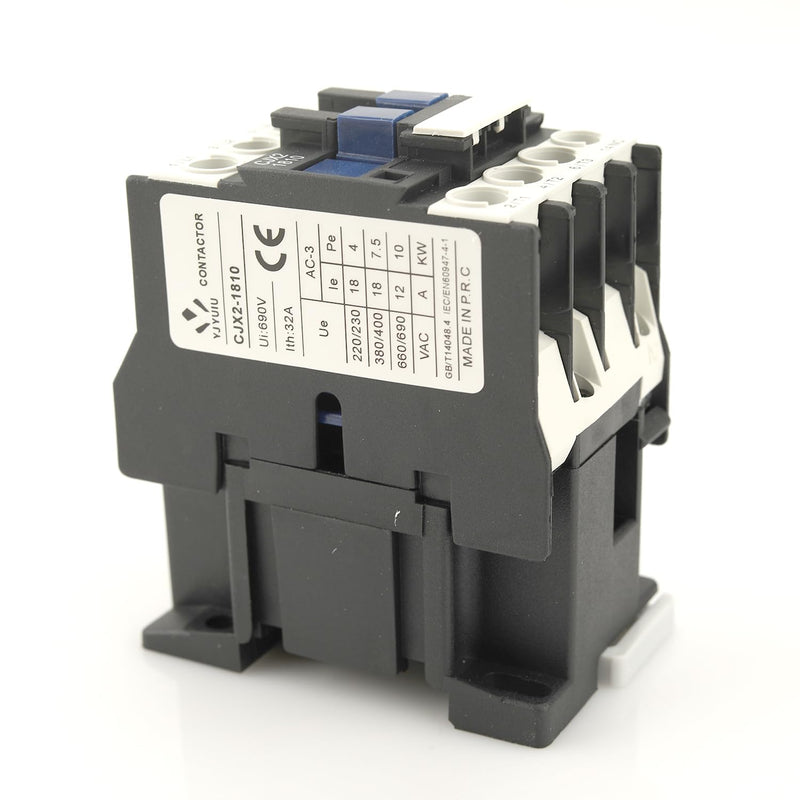 AC Contactor CJX2-1810 Power Contactor, 220V 50/60Hz, 18A 380V, 3-Pin AC Contactor, 220V Uimp 6KV