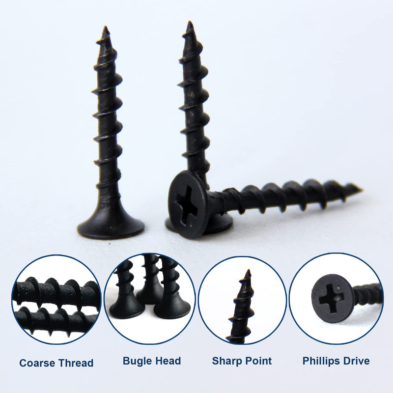 [Australia - AusPower] - #6x1" Drywall Screws Coarse Thread Bugle Head Black Phosphate for Drywall, Wood and Furniture 100PCS #6x1" 