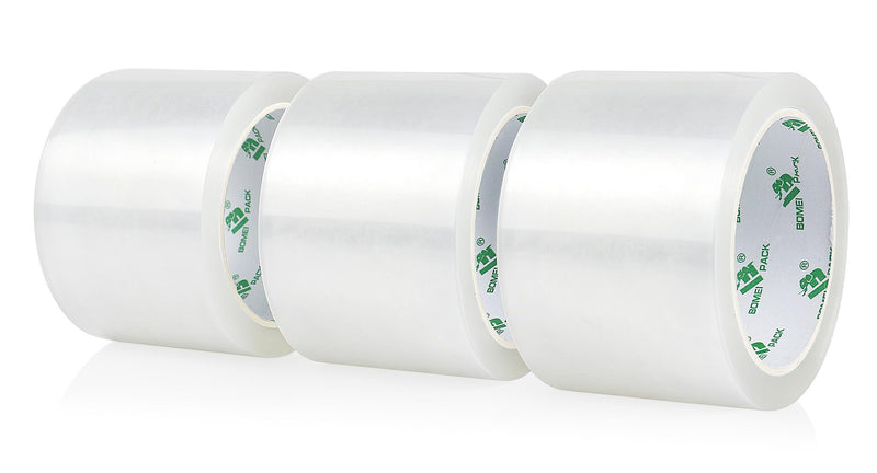 BOMEI PACK 3 inch Wide Clear Packing Tape, 3 inch x 55 Yards, Industrial Grade 3'' Heavy Duty Shipping Tape Refills for Box Office Moving, Packaging and Mailing