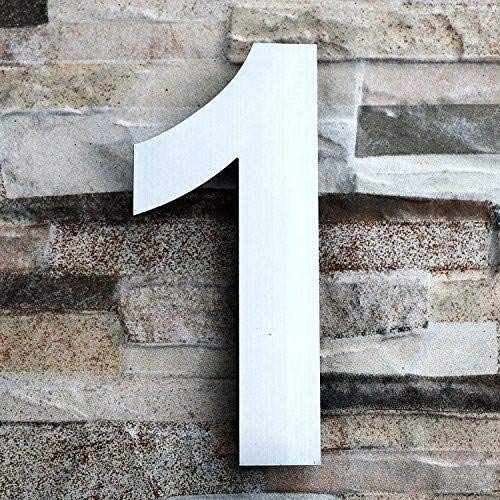 QT Modern House Number - LARGE 8 Inch - Brushed Stainless Steel (Number 1 One), Floating Appearance, Easy to install and made of solid 304 Number - 1