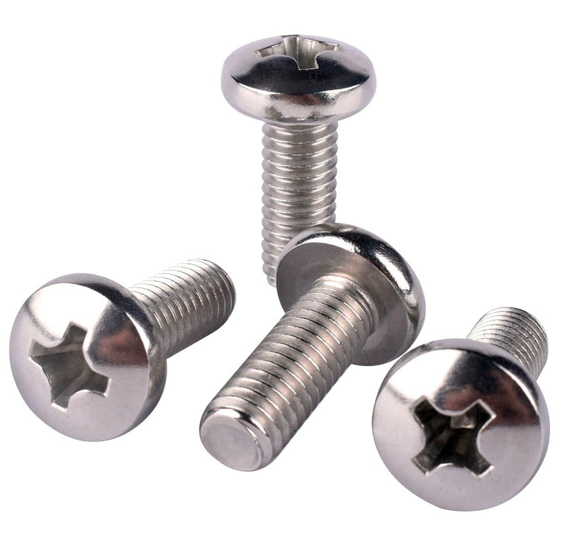 [Australia - AusPower] - 1/4-20 x 5/8" Pan Head Machine Screw Phillips Bolt, 304 Stainless Steel 18-8, Full Thread, Pack of 20 1/4-20 x 5/8" (20 Pcs) 