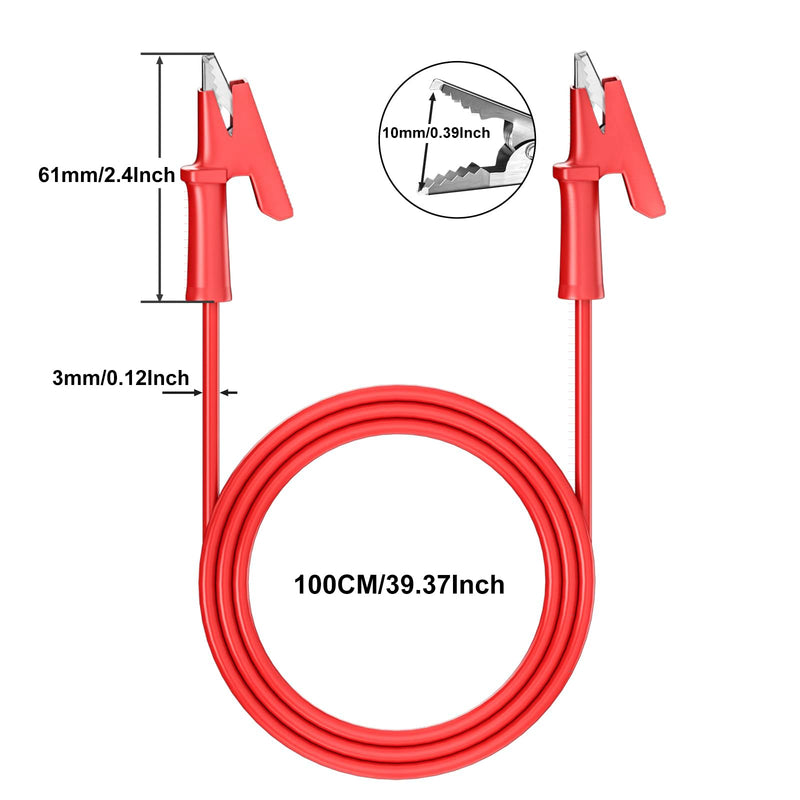 [Australia - AusPower] - Dual-Ended Alligator Clip Electrical Test Leads, 14 Gauge 1000V 15A 3.5ft/1M Jumper Wires Clips, Flexible Protective Copper Cable Crocodile Clip, Wires with Insulators Gator Clips for Testing 2PCS Black-Red 