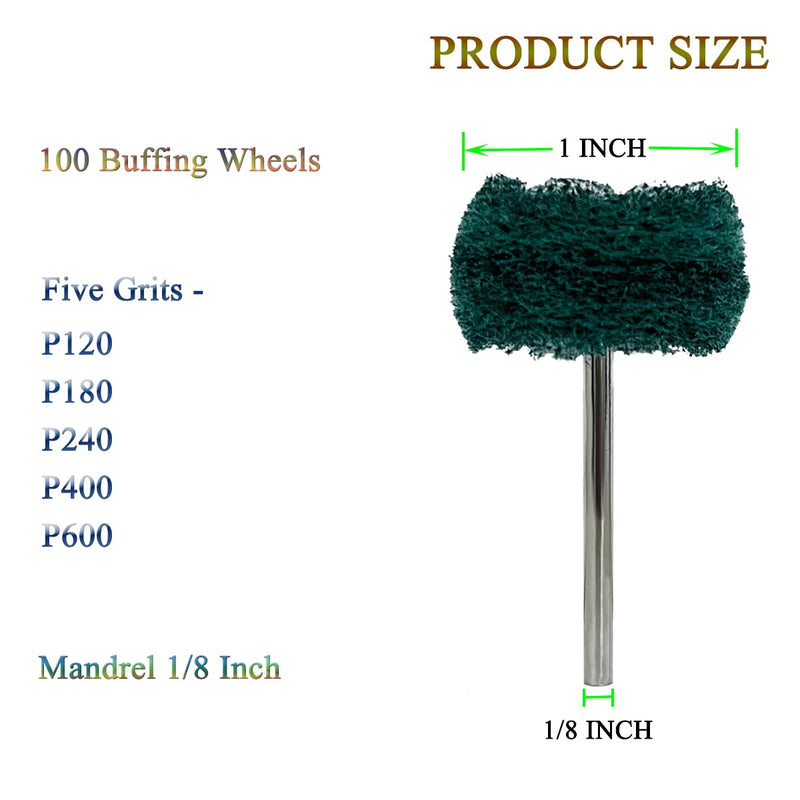 [Australia - AusPower] - Buffing Wheel 100 Pack Abrasive Polishing Deburring Wheels Metal Polishing Kit Rotary Tool Accessories for Metal Polishing, Rusting Cleaning, Paint Removal, and Other Fine Detail Work 