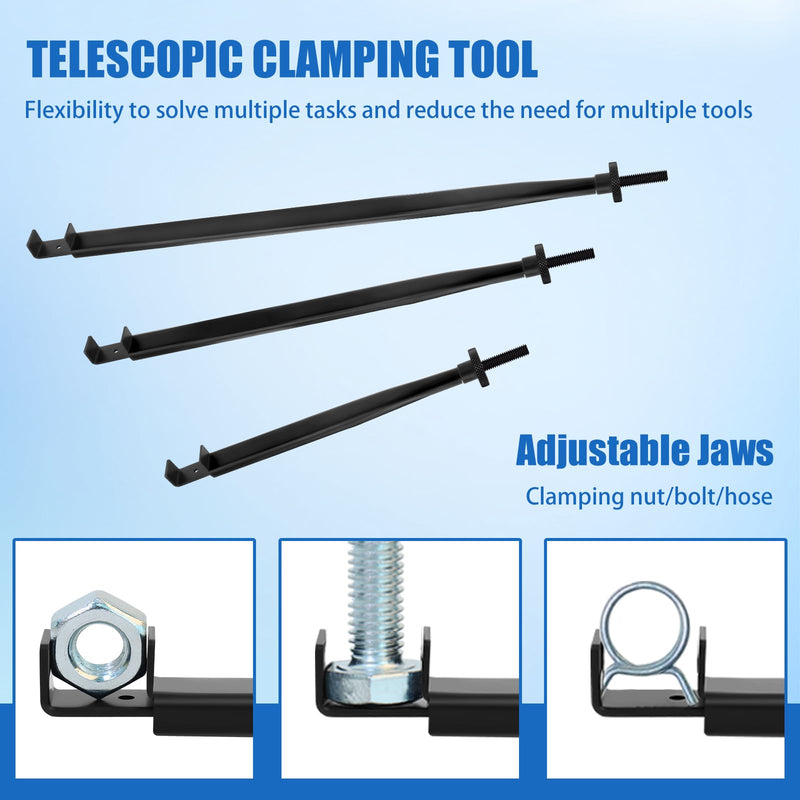 [Australia - AusPower] - Adjustable Extension Clamp Wrench Tool for Tight Spaces, Holds Nuts, Bolts, Hose Clamps 
