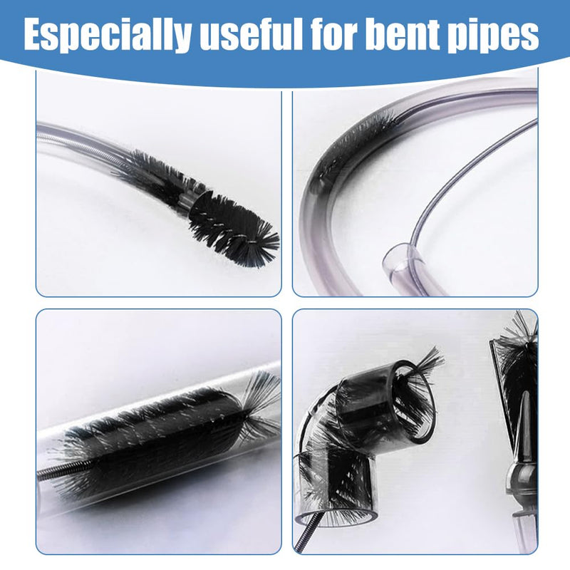 Flexible Cleaning Brush for Pipes, Pipe Cleaning Brush with Two Bristle Heads, 90 cm/155 cm/200 cm Long, Cleaning Tool for Hose, Pipes, Narrow Drain Hole 200 cm