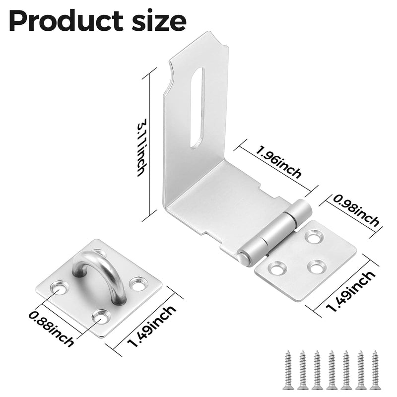[Australia - AusPower] - Hasp Latch 2 Pack, 90 Degree Solid 304 Stainless Steel File Cabinet Lock Desk Drawer Lock, Safe Security Padlock Latch Hasp Lock for Personal Privacy 2 Pieces 