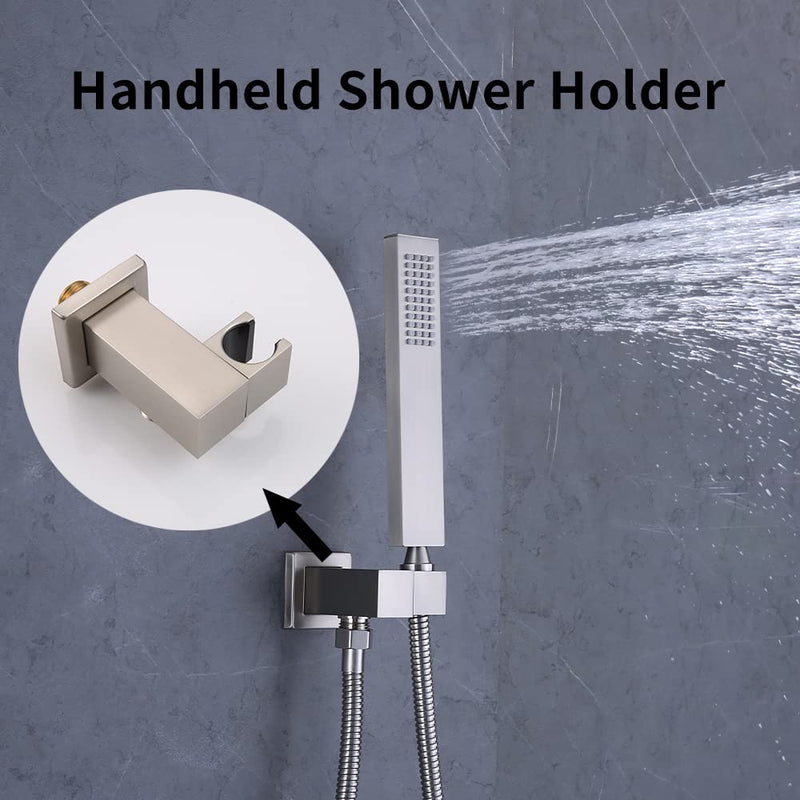 AVIVG Brushed Nickel Bathroom Brass Wall Mount Adjustable Handheld Shower Head Bracket Holder
