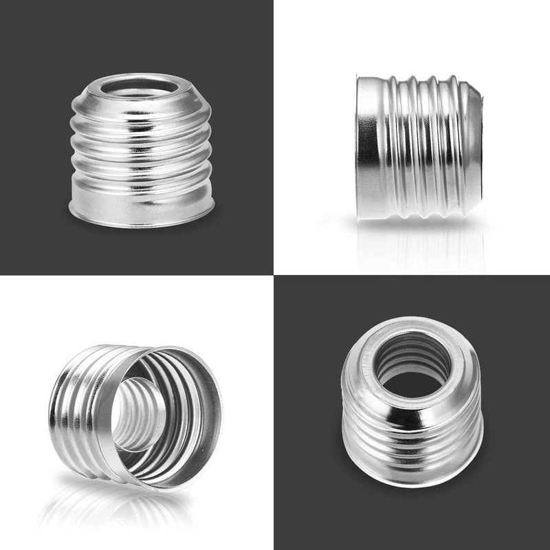 E14 to E27 LED Bulbs Socket Adapter, Lamp Holder Converter, Nickel Plated Iron, Edison Screw Adapter Converter, for LED Lamp, Incandescent Lamp, 230 V, Not Dimmable, Pack of 6 Standard
