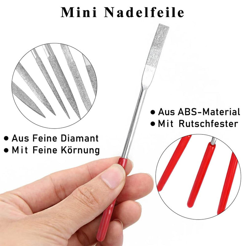 [Australia - AusPower] - Treki Mini Diamond Needle Files Set 2 x 100 mm Small Key File in 10 Models, Fine File Set of 3D Printer Accessories, Mini File Set for Filing Wood, Jewellery, Metal, Plastic, Model Making, Pack of 10 