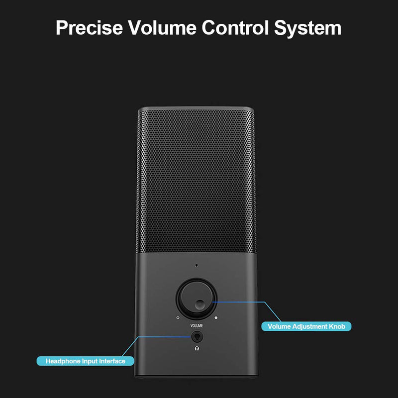 [Australia - AusPower] - Computer Speaker, Compact Size Speaker with Headphone Jack, Enhanced Bass and Volume Control, Stereo 2.0 USB Powered 3.5mm Aux Multimedia Speakers for Laptop/Desktop/Tablets/Phone 