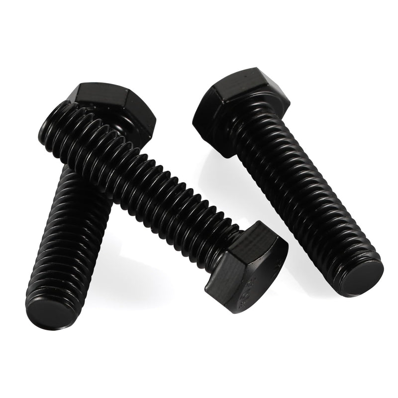 [Australia - AusPower] - 3/8-16 x 2" Hex Head Cap Screws Hexagon Bolts, Stainless Steel 18-8 Black Finish, UNC Coarse Thread Fully Threaded, 10 PCS 3/8-16 x 2" 
