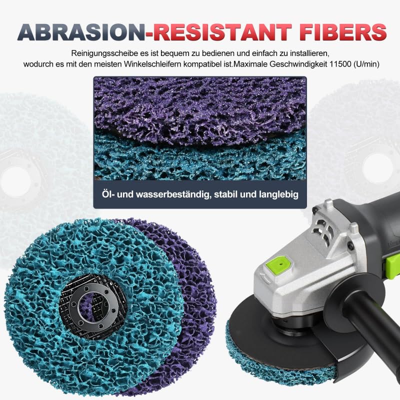CSD Disc, 125 mm, 6 Pieces Sanding Discs for Angle Grinder, Cleaning Disc Set, Coarse Cleaning Disc, Rust Remover, Flex Discs for Removing Rust, Color of Metal (3 x High, 3 x Medium) 1