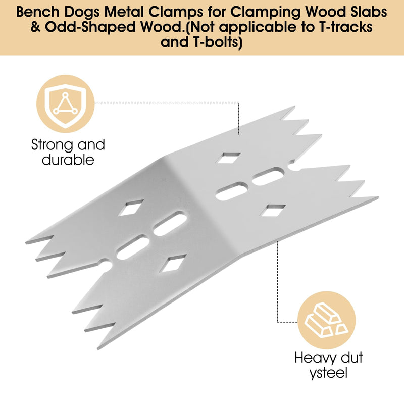 6PCS Stainless Steel Workholding Dogs, Workshop Clamps with T-Bolt/Nail/Screw Options for Router Sled, CNC Hold Down & Panel Flattening