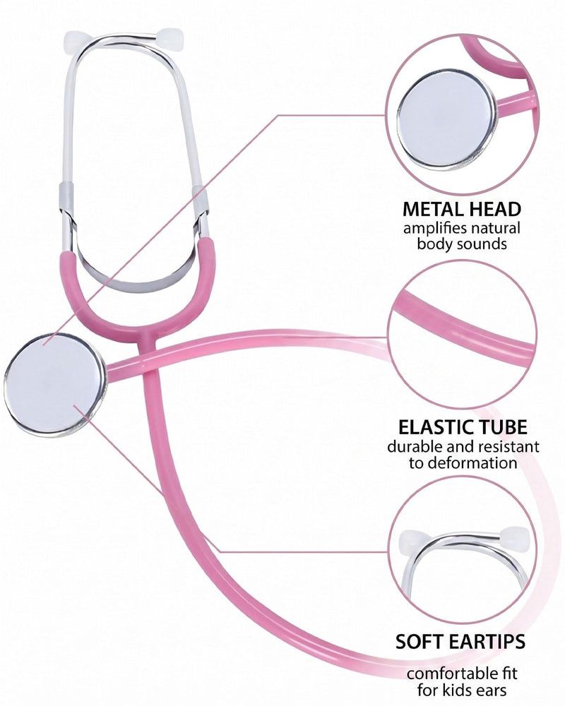 1 x stethoscope, metal stethoscope, children, stethoscope, children's stethoscope, analogue stethoscope, stethoscope made of metal, functional stethoscope