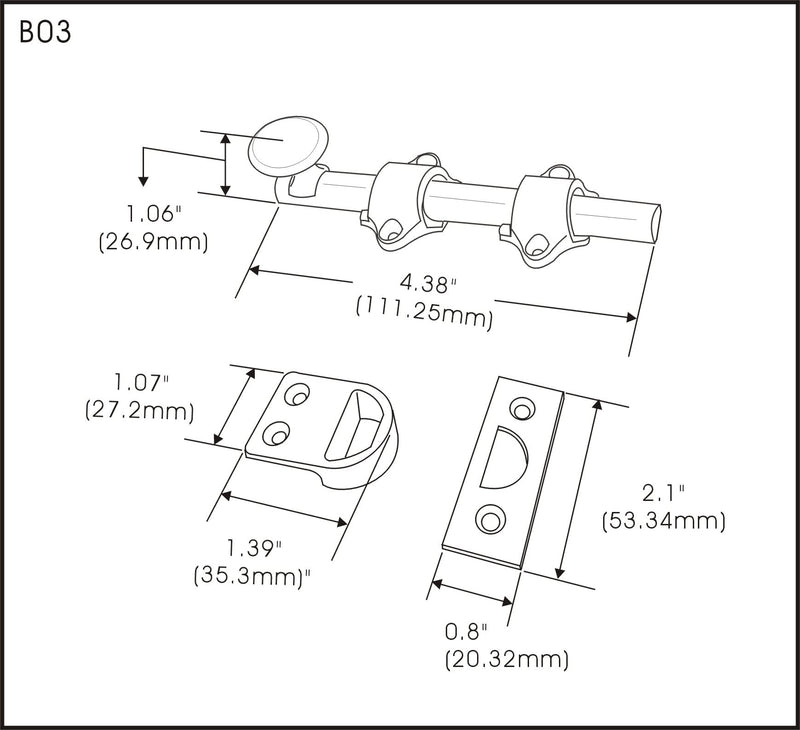 QCAA Solid Brass Dutch Door Bolt, 4", Polished Brass, Made in Taiwan, 1 Pack Polished Brass (4")