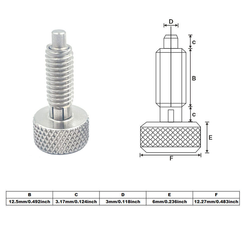 2PCS Retractable Spring Plunger, Stainless Steel Lock Out Handle Quick Release Pin M6 Retractable Spring Plunger with Knurled Handle