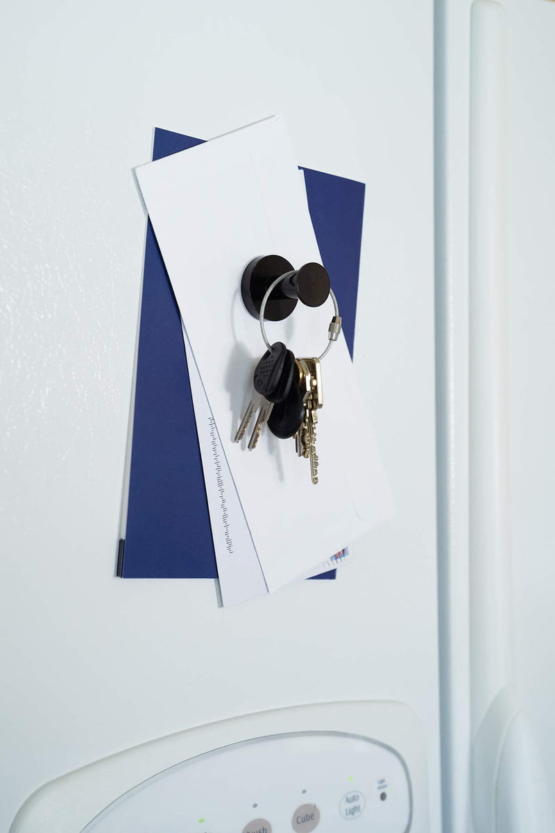 [Australia - AusPower] - Mavoro Strong Magnetic Hooks for Hanging Coats and Bags. Set of 2 Black Magnet Hooks Heavy Duty Magnets, Neodymium 52 Rare Earth Magnets. Push Pin Style Magnet Hook for Refrigerator, Locker etc Black 2 pack 