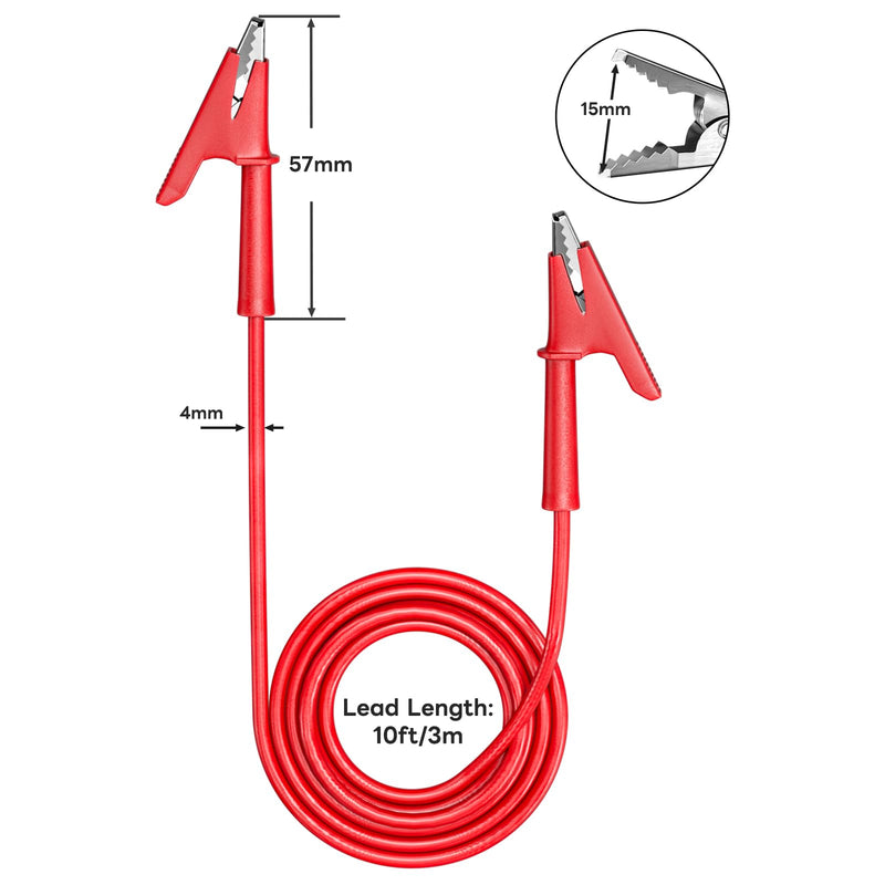 [Australia - AusPower] - Goupchn Alligator Clips Electrical Test Leads 2PCS Dual Ended Crocodile Wire Cable with Insulators Clips Test Flexible Copper Cable for Electrical Testing 10ft/3m Red Black Style A 