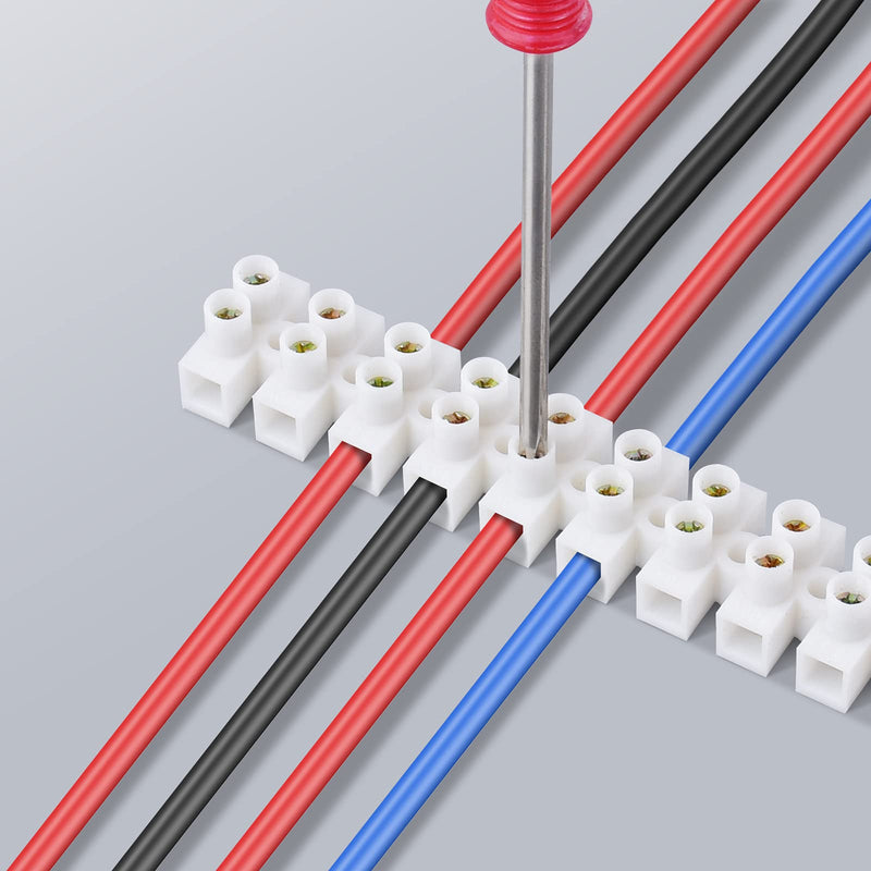 [Australia - AusPower] - ERKOON 10/20 Pack Terminal Block, 12-Position Dual Row Terminal Strip Screw Terminal Electric Barrier Block for Small Home Projects and Electrical 10Amp 360V (10) 