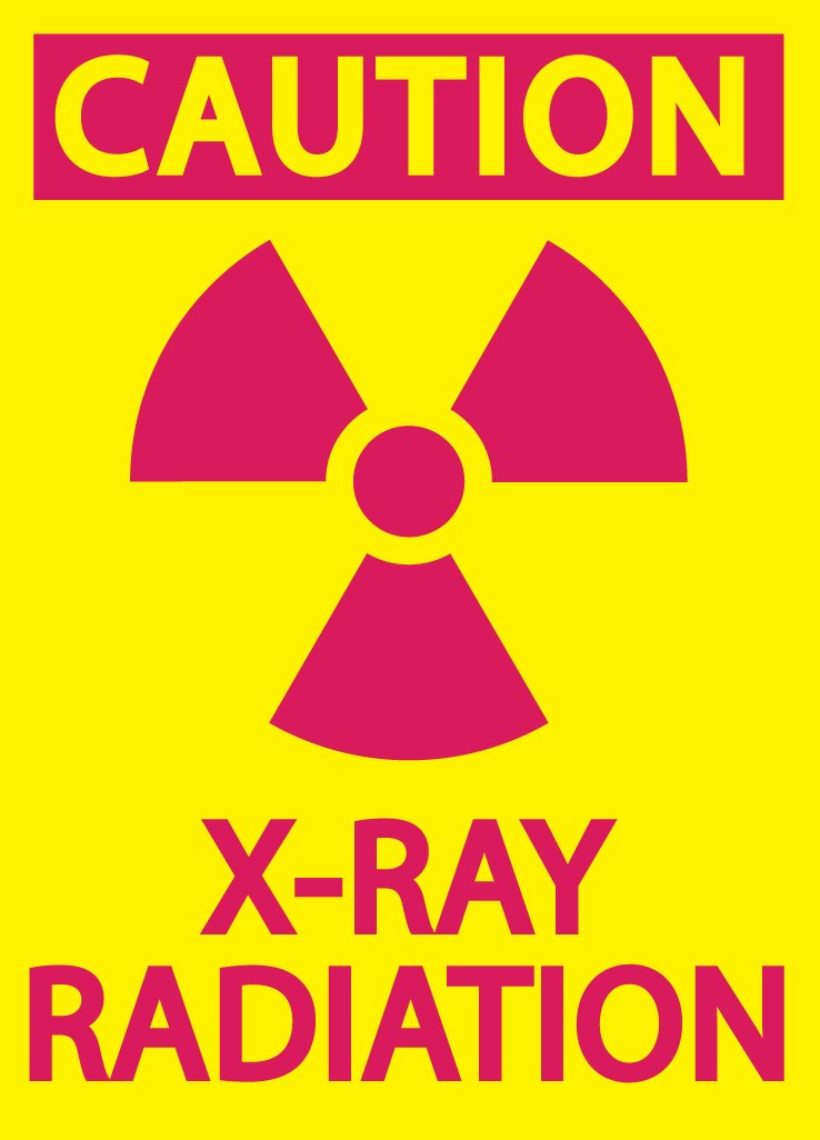 Zing Green Products 1934S Recycled Polystyrene "Caution X-Ray Radiation" Safety Sign, Self-Adhesive, Magenta on Yellow, 10" Length, 7" Width Recycled Polystyrene Self Adhesive