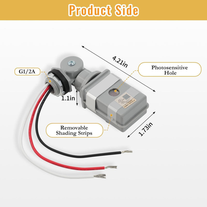 [Australia - AusPower] - 2 Pack Photocell Sensor for Outdoor Lights, 120VAC Dusk to Dawn Photocell Switch, IP54 Waterproof for Yard, Parking Lot, Street 2PC 