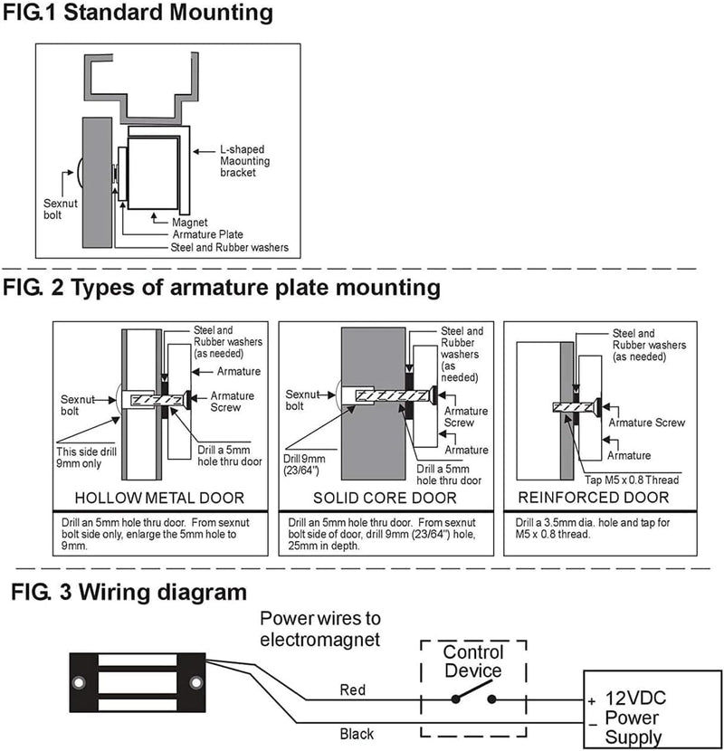 [Australia - AusPower] - Electric Magnetic Door Lock 60KG / 130LBS Holding Force 12V NC Mode Single Door Electric Magnetic Access Control Lock for Metal Door/Fire Proof Door/Wooden Door/Glass Door etc. (60 kg/130 lbs) 60KG/130LBS 