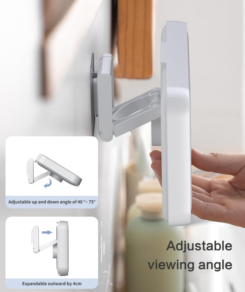 [Australia - AusPower] - Waterproof Shower Phone Holder with 480° Rotation and Angle Adjustable, Enhanced Sound Quality, Fits Phones up to 7 Inches（White） White 