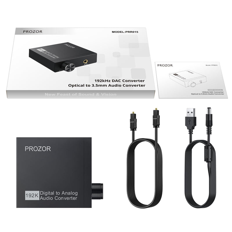 [Australia - AusPower] - PROZOR 192kHz Digital to Analog Audio Converter, DAC Digital SPDIF Optical Toslink to 3.5mm Converter 